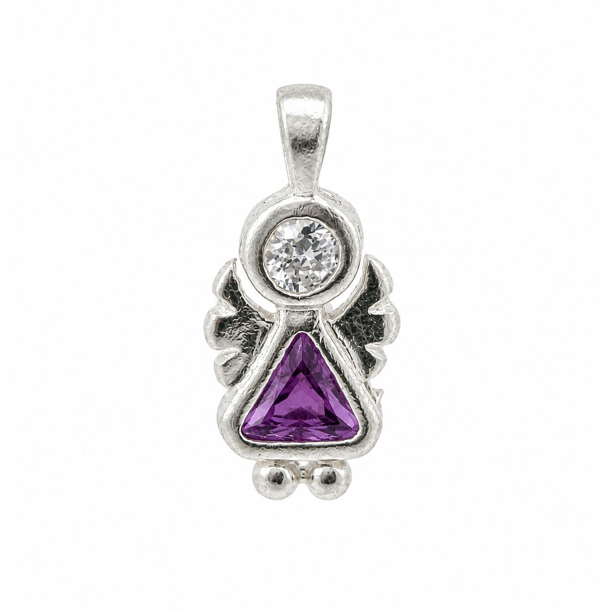 Sterling Silver Angel Birthstone Pendant