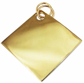 German Silver Engravable Gold 2.1" Diamond Shape Two Jump Ring Pendant