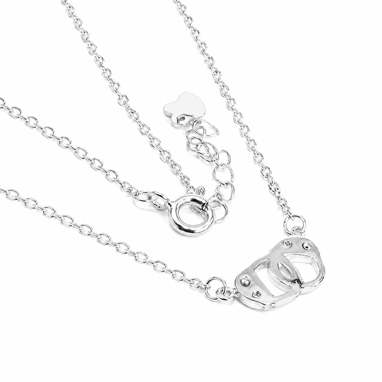 Sterling Silver CZ Handcuffs Necklace