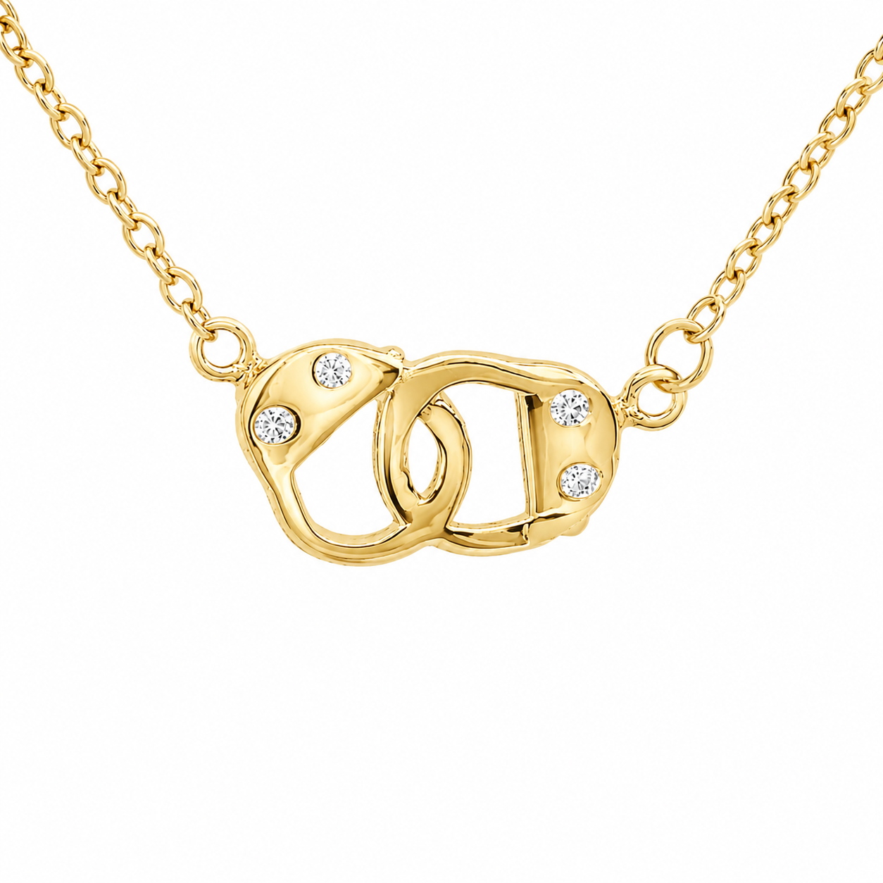 Sterling Silver CZ Handcuffs Necklace