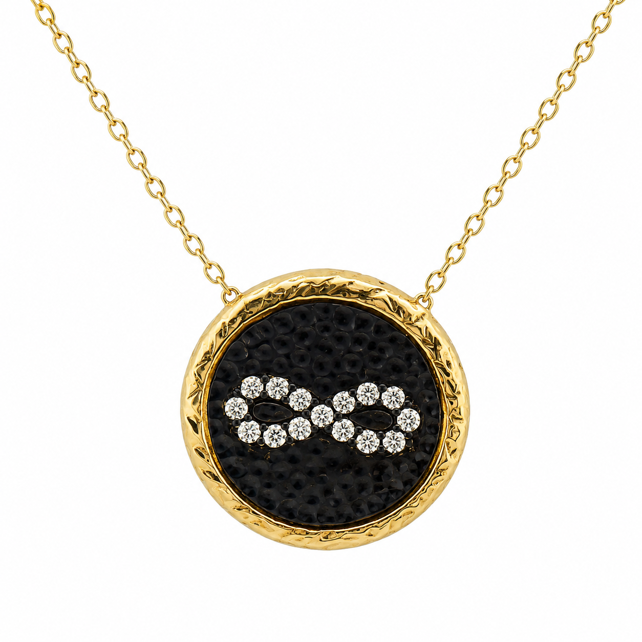 Sterling Silver Black Round CZ Infinity Necklace (2 Colors)