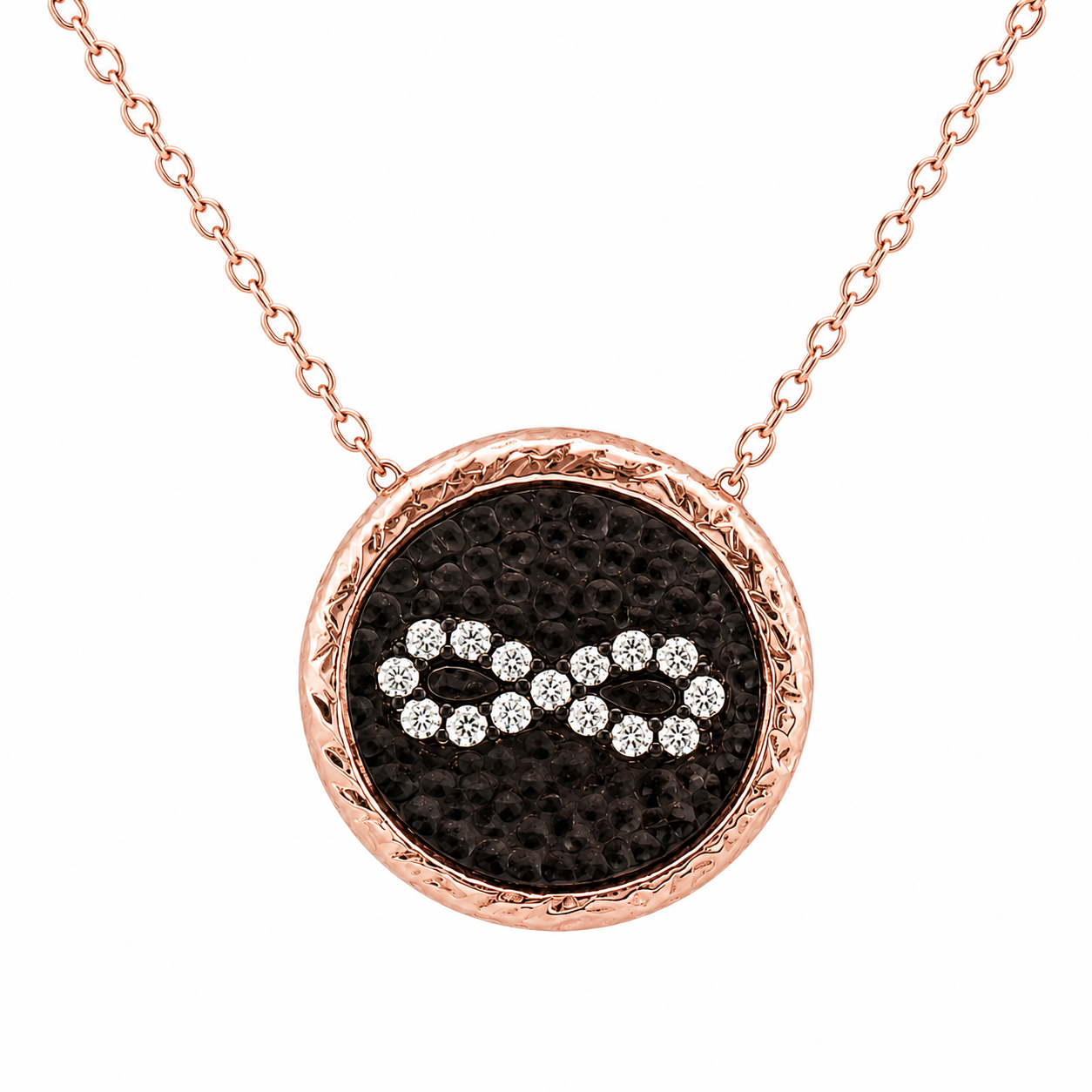 Sterling Silver Black Round CZ Infinity Necklace (2 Colors)