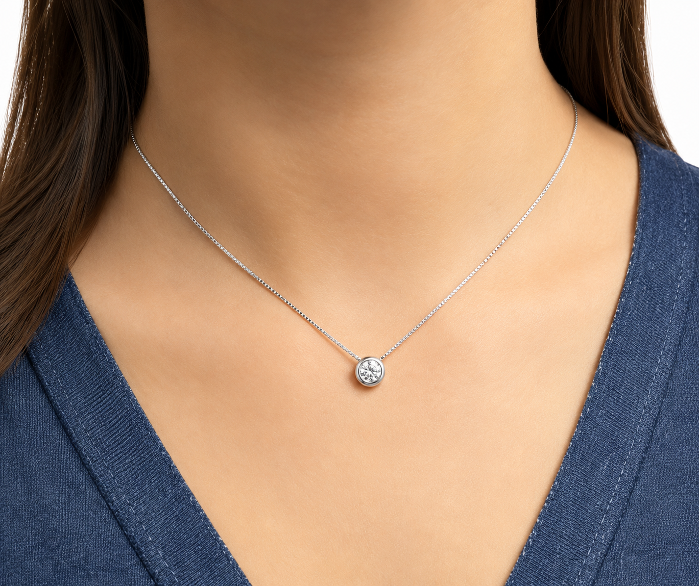 Sterling Silver Cz Pendant Necklaces