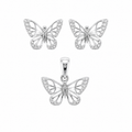 Sterling Silver CZ Butterfly Pendant & Earrings Set