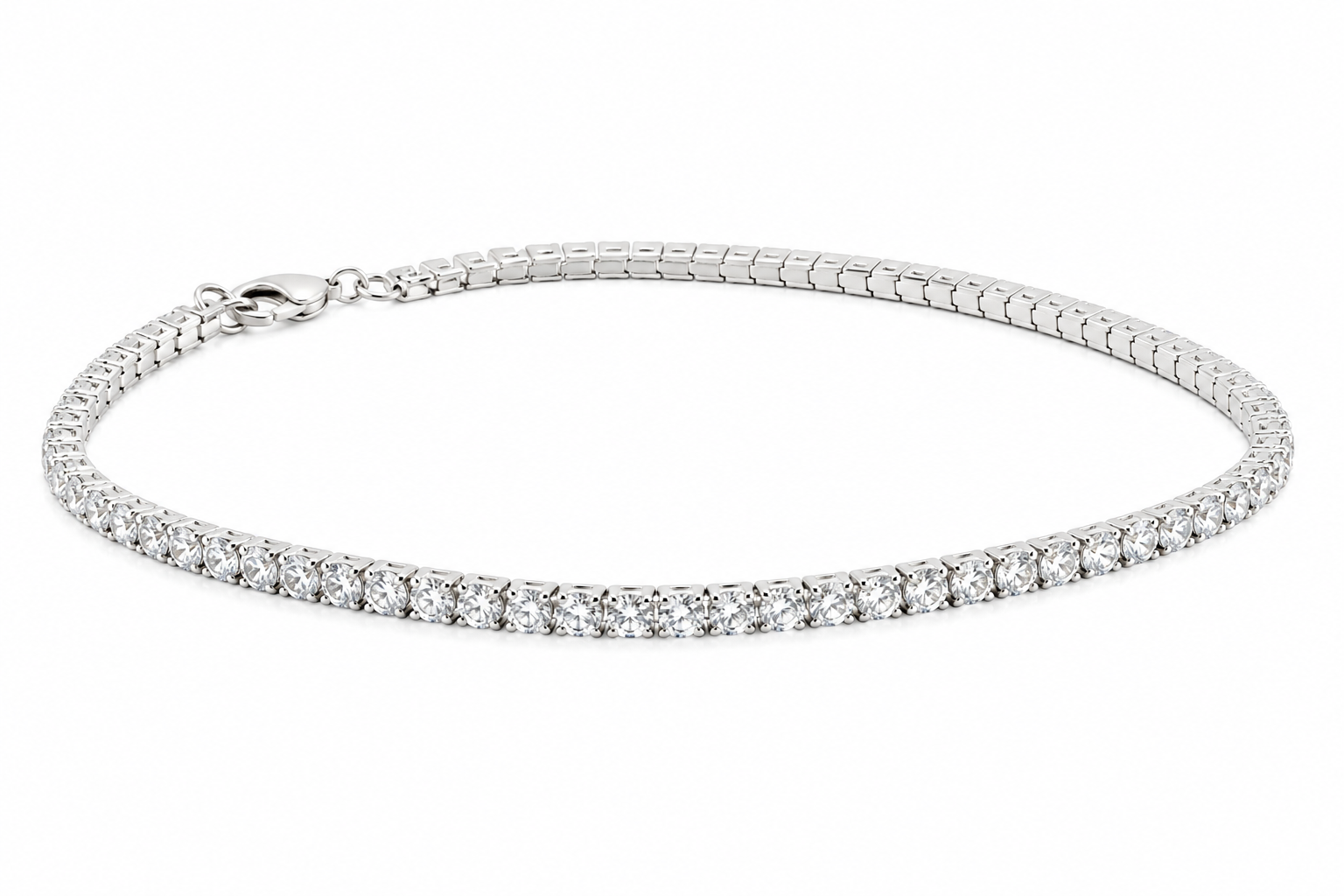 Sterling Silver 2mm CZ Tennis Bracelet (7.5")