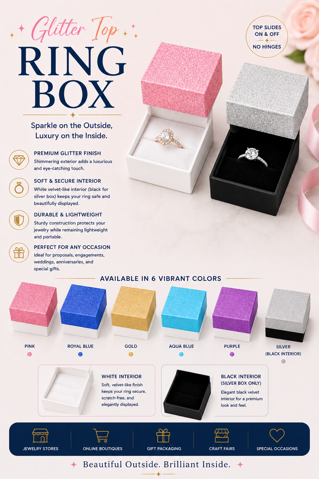 Glitter Top Ring Box