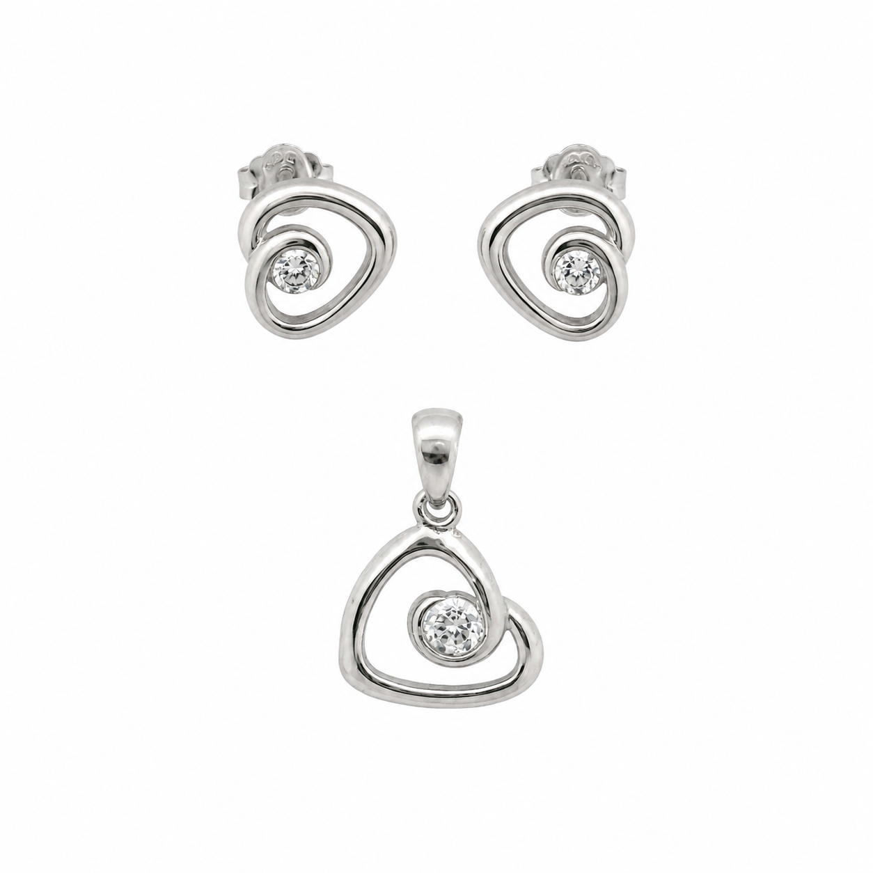 Sterling Silver Heart Small CZ Set (Chain not Included)
