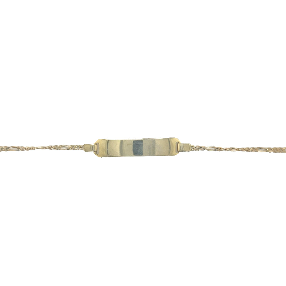 Sterling Silver Gold Plated Figaro Baby ID Bracelet (5")