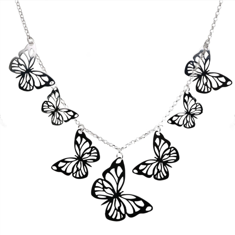 Sterling Silver Butterfly Station Necklace