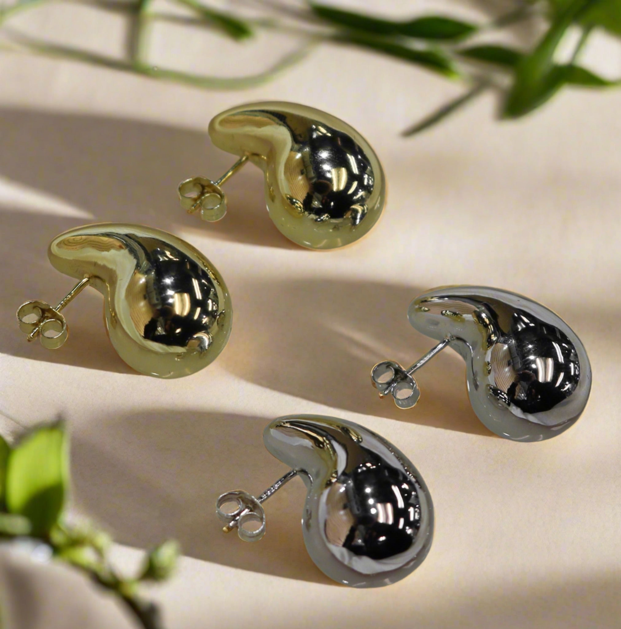 Sterling Silver Puffed Teardrop Earrings