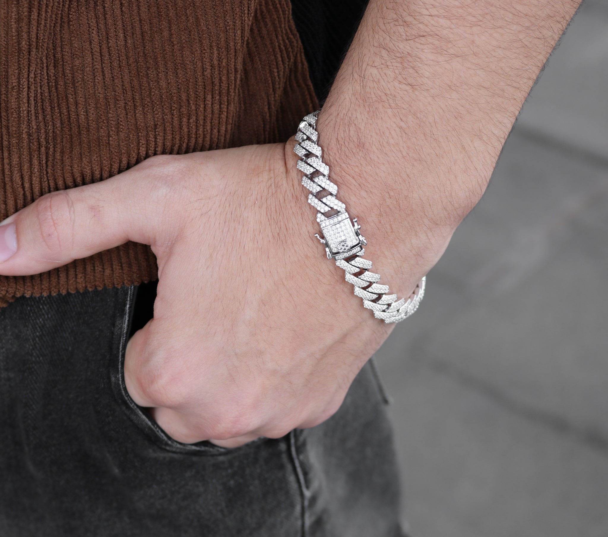 Sterling Silver Moissanite Monaco Chain