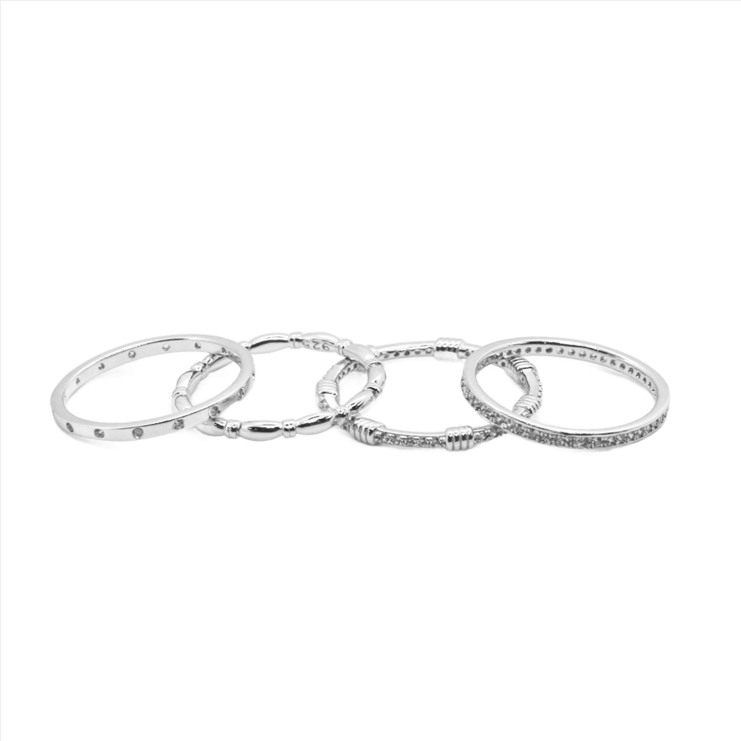Sterling Silver 4 Stackable CZ Ring Set