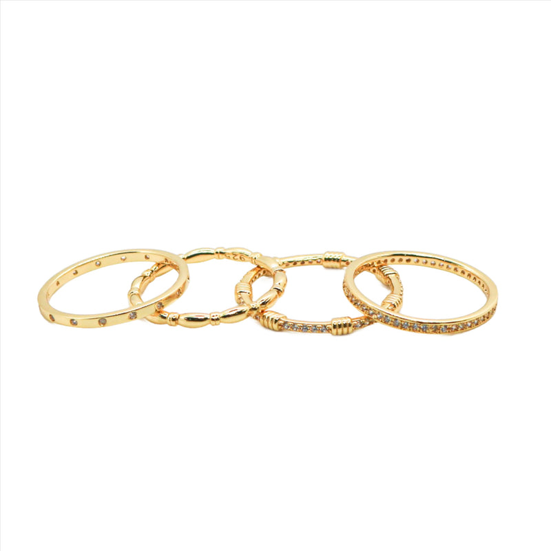 Sterling Silver Gold Plated 4 Stackable CZ Ring