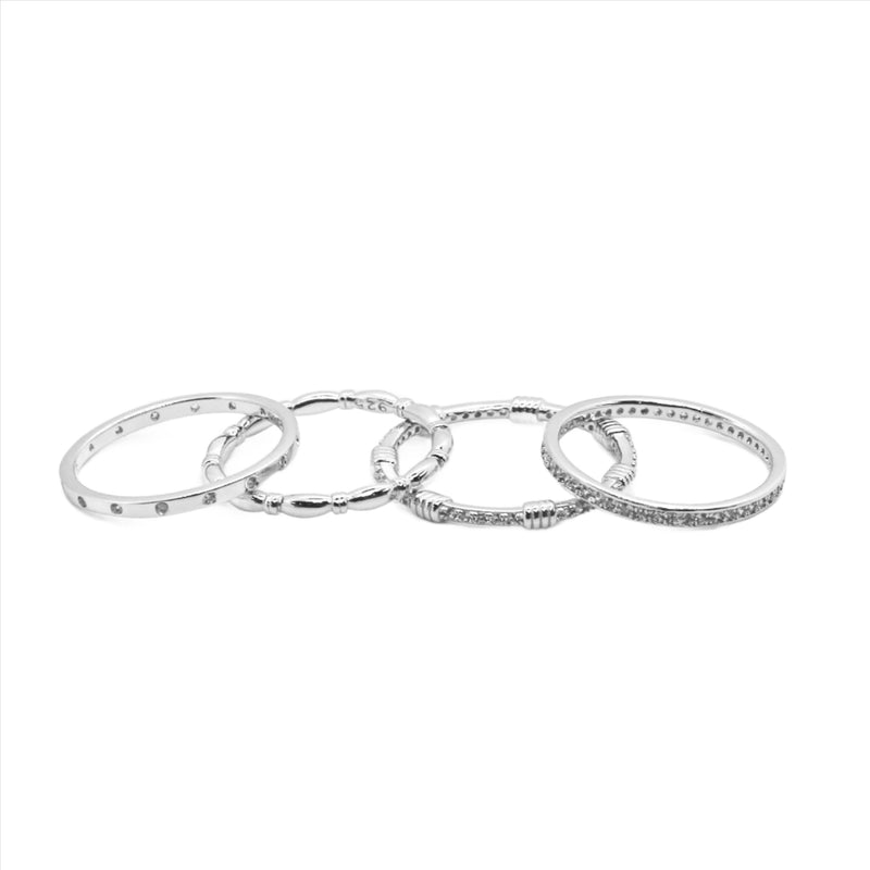 Sterling Silver Gold Plated 4 Stackable CZ Ring