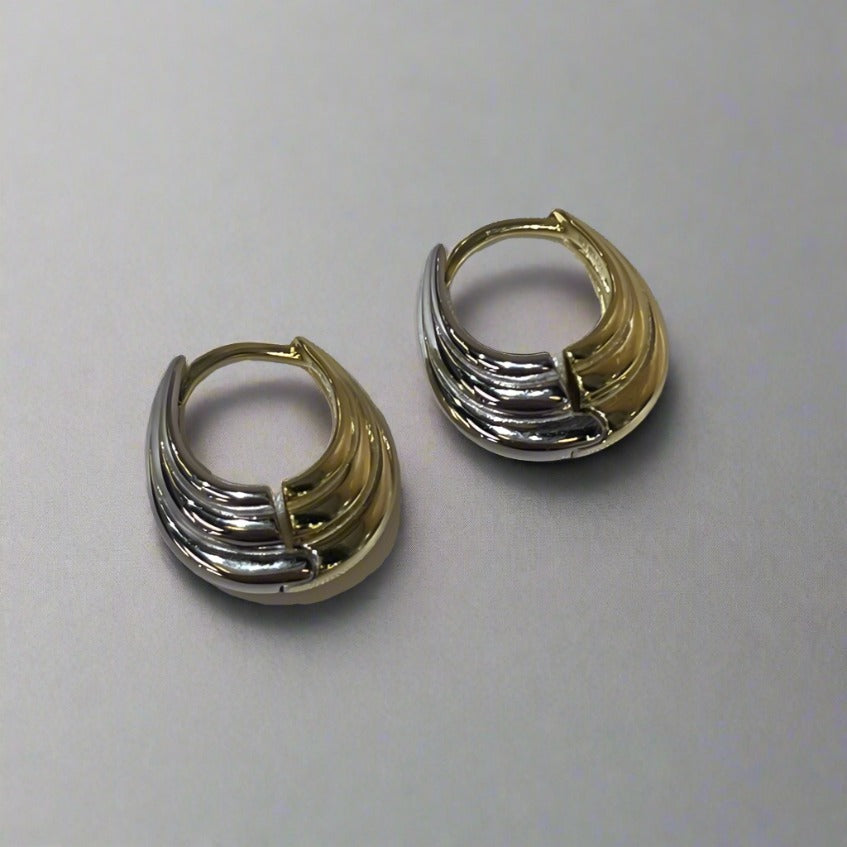 Sterling Silver Two Tone Hoops