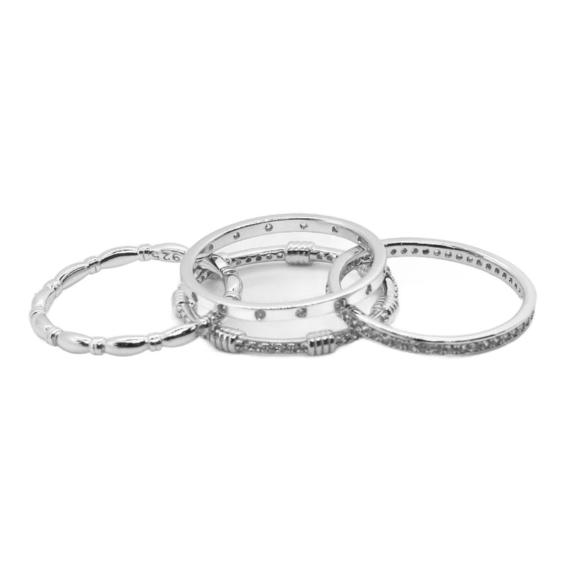 Sterling Silver 4 Stackable CZ Ring Set