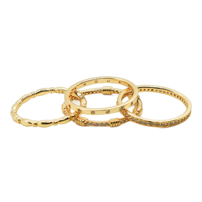 Sterling Silver Gold Plated 4 Stackable CZ Ring