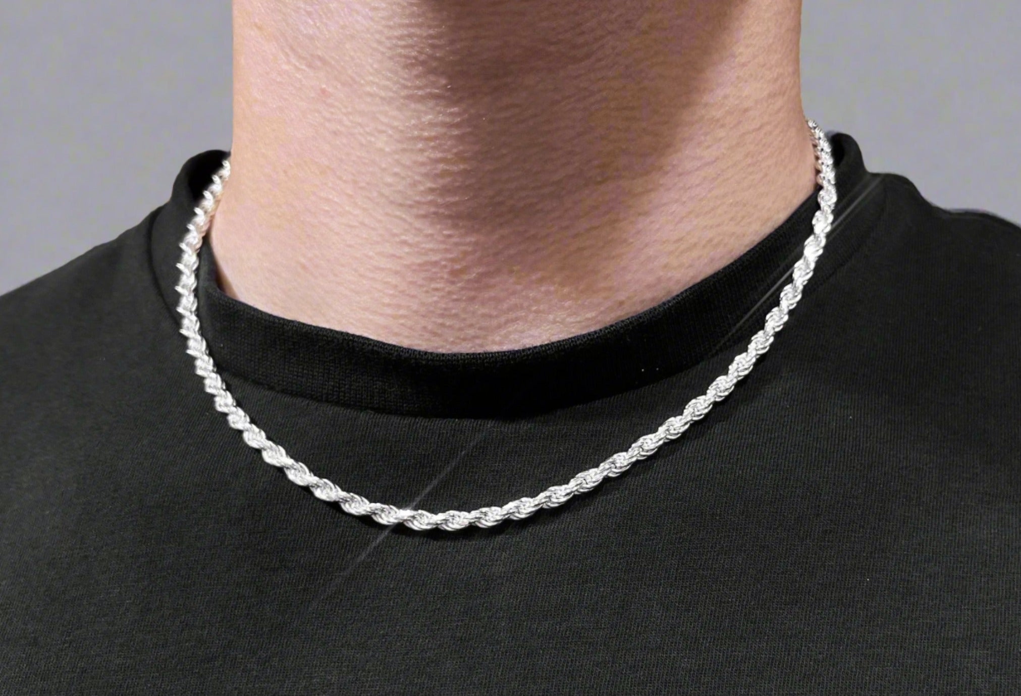 925 Sterling Silver Solid Rope Chain GAGE 080 2.5MM