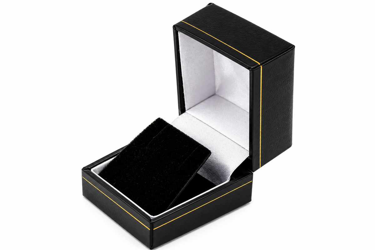 Leatherette Earring Box with Gold Trim (Case of 24)