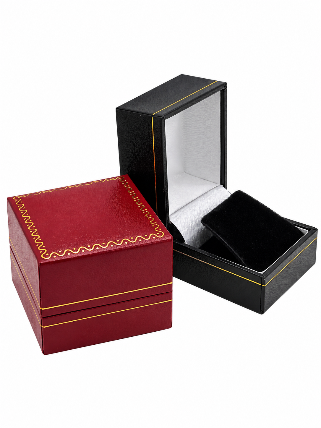 Leatherette Earring Box with Gold Trim (Case of 24)