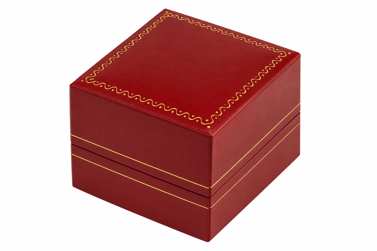 Leatherette Earring Box with Gold Trim (Case of 24)