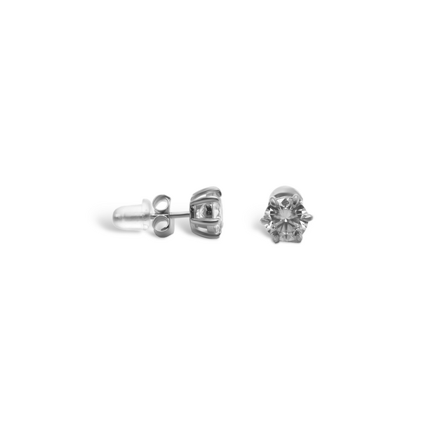 Sterling Silver 6 Prong 6MM 0.8CT Round Moissanite Earrings