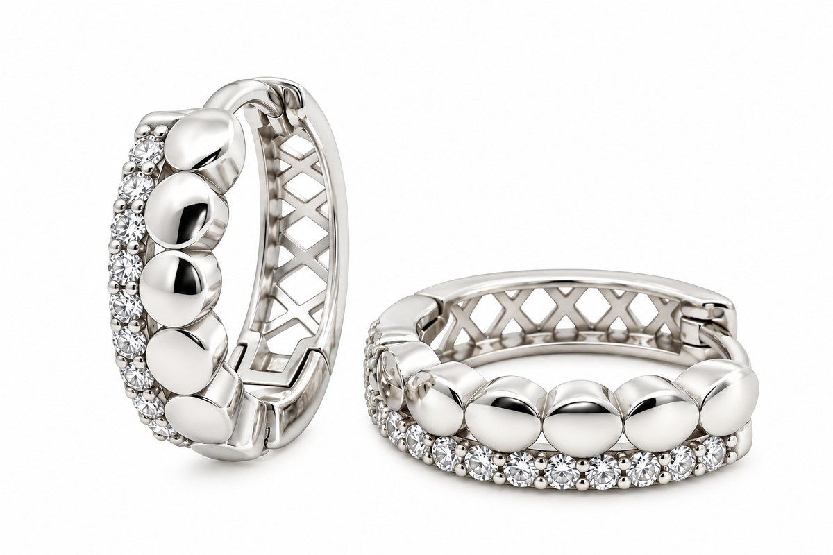 Sterling Silver Moissanite Huggie Hoop Earrings - 0.18 CTW VVS D