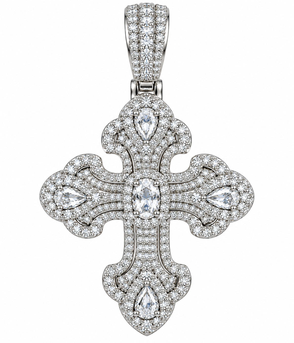 Sterling Silver Moissanite Cross Pendant - 4.07 CTW VVS D