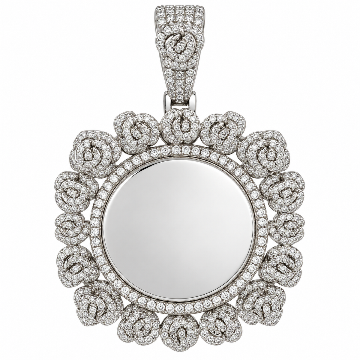 Sterling Silver Moissanite Floral Picture Pendant - 2.09 CTW VVS D