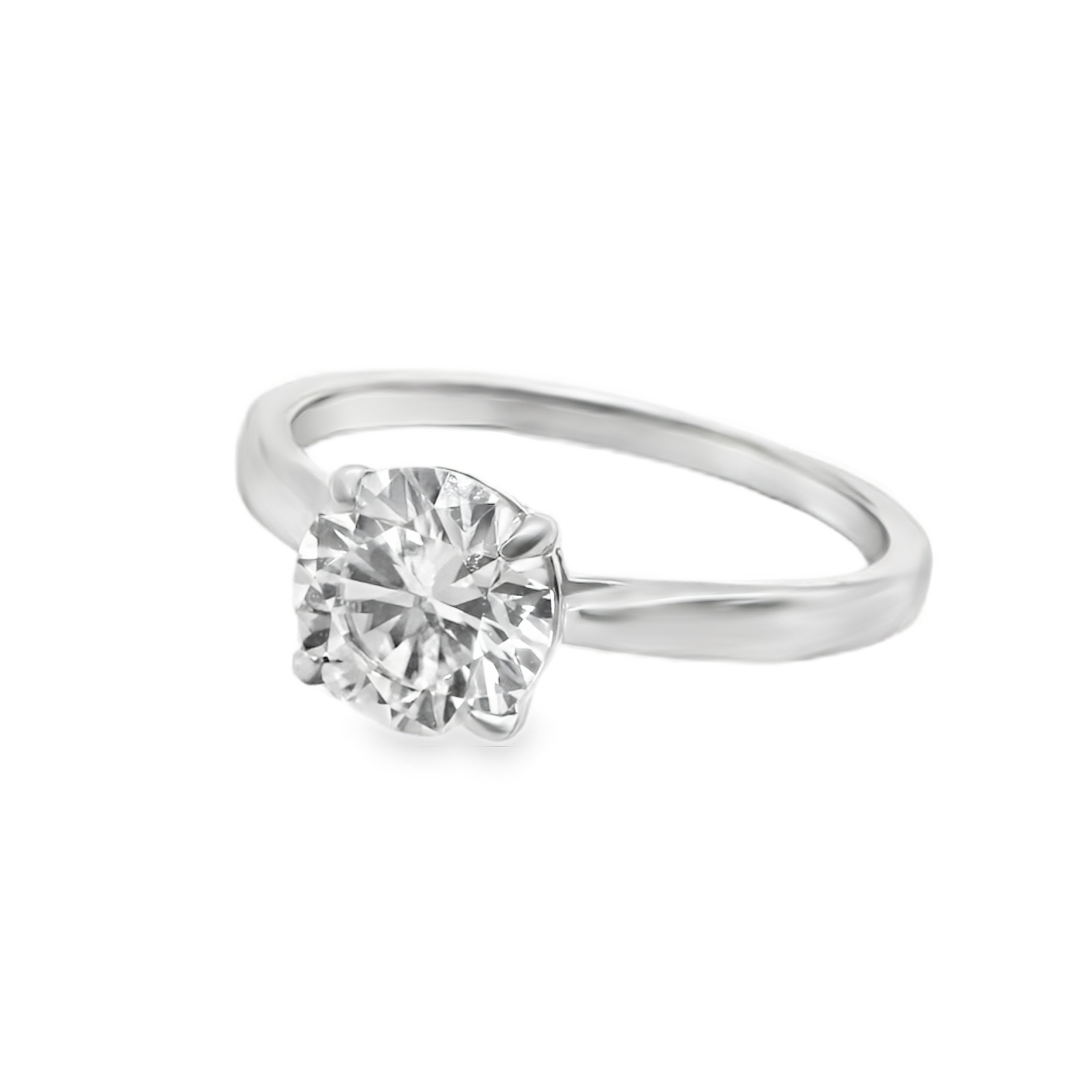 Sterling Silver 4 Prong 7MM 1.2CT Round Moissanite Ring