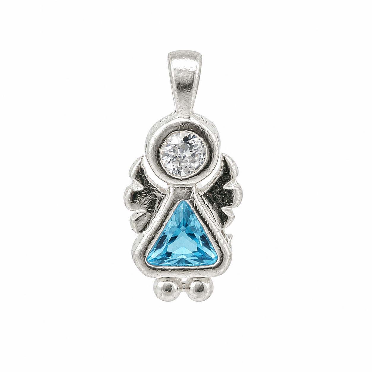 Sterling Silver Angel Birthstone Pendant