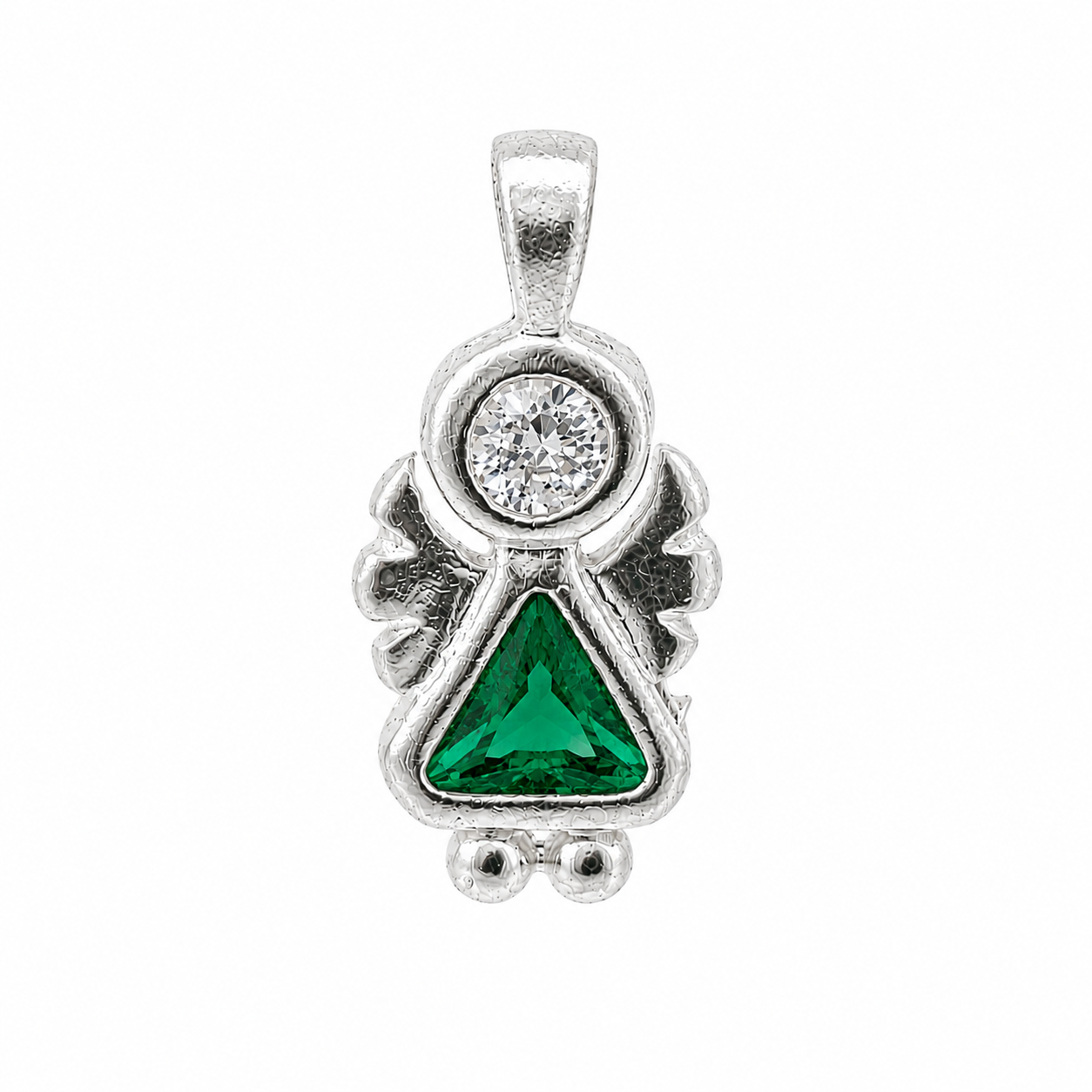 Sterling Silver Angel Birthstone Pendant