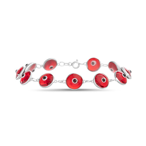 Sterling Silver Red Evil Eye Bracelet