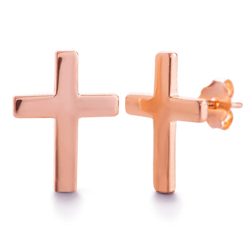 Sterling Silver Plain Cross Earrings