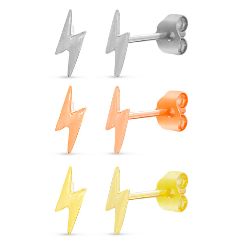Sterling Silver Lightning Bolt Stud Earrings