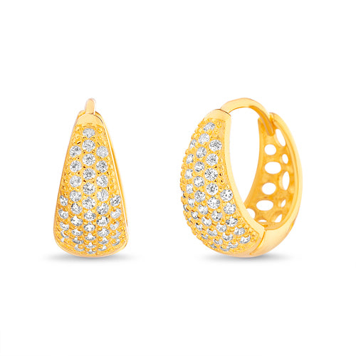 Sterling Silver CZ Pave Huggie Hoop Earrings