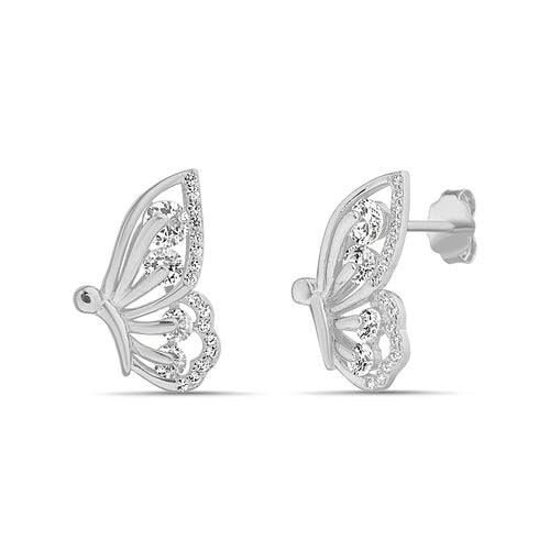 Sterling Silver CZ Butterfly Earrings