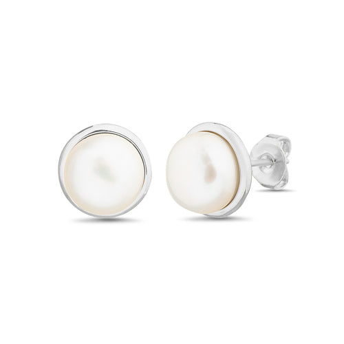 Sterling Silver Pearl Stud Earrings
