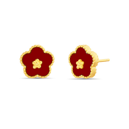 Sterling Silver Enamel Flower Stud Earrings
