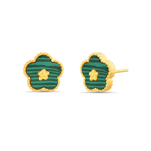 Sterling Silver Enamel Flower Stud Earrings