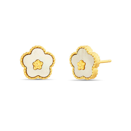 Sterling Silver Enamel Flower Stud Earrings