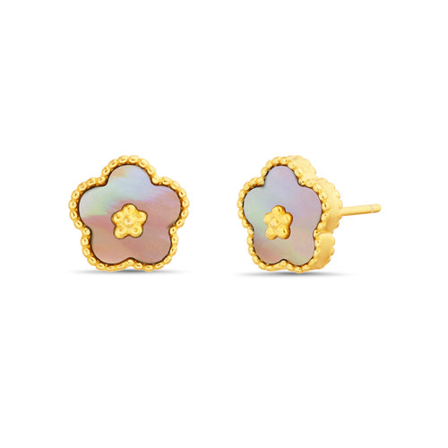 Sterling Silver Enamel Flower Stud Earrings