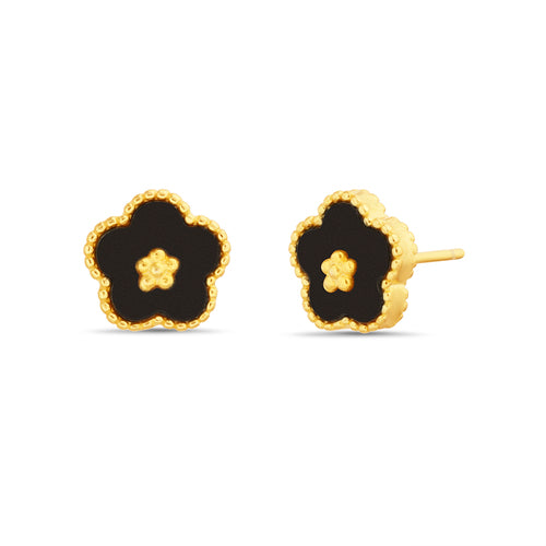 Sterling Silver Enamel Flower Stud Earrings