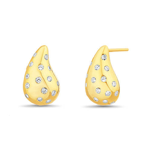 Sterling Silver CZ Teardrop Stud Earrings