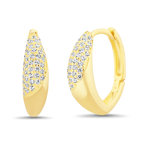 Sterling Silver CZ Pave Huggie Hoop Earrings