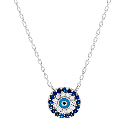 Sterling Silver Blue Evil Eye Necklace