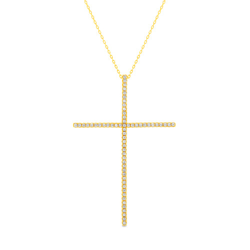 Sterling Silver Large CZ Cross Necklace