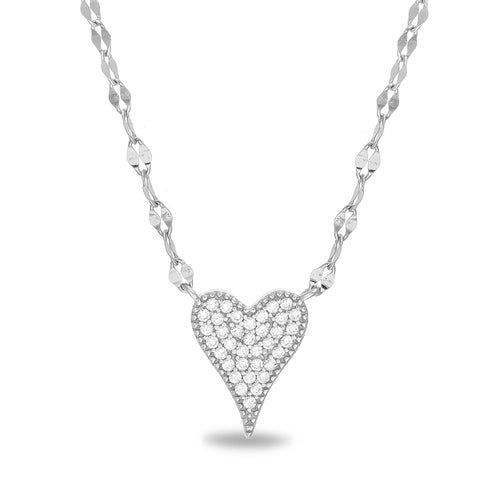 Sterling Silver CZ Heart Lana Chain Necklace