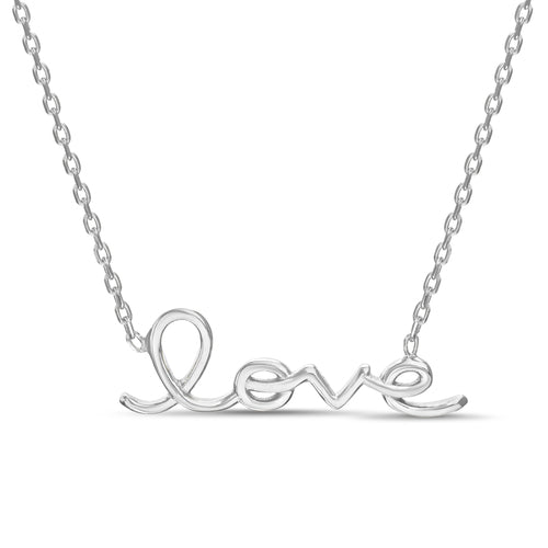 Sterling Silver Plain Cursive "LOVE" Necklace