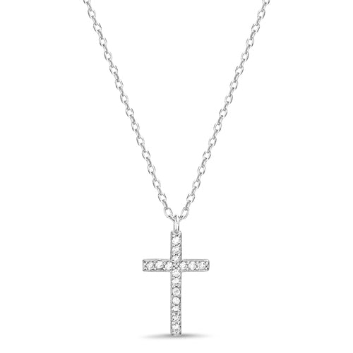 Sterling Silver CZ Cross Necklace